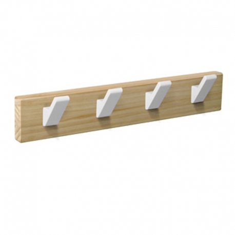 Percha pared nesu 4 ganchos blancos madera natural 5,8cm