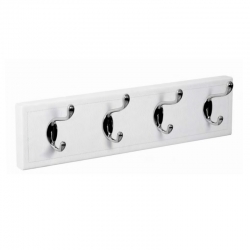 Percha pared nesu 4 ganchos cromo brillo piel blanco 7,8cm