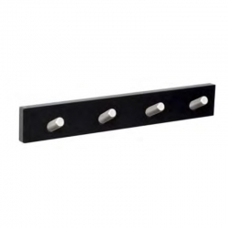 Percha pared nesu 4 pomos inclinados inox madera negra 40cm