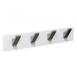 Percha pared nesu 4 ganchos inox mate madera blanca 5,8cm