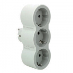 Adaptador enchufe legrand frontal 10-16a 3 tomas blanco-gris