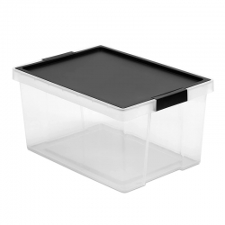 Caja organizadora plástica transparente grande con tapa 17L Gris