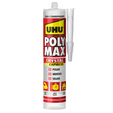 Adhesivo montaje uhu poly max cristal express transparente 300g