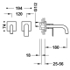 Monomando lavabo tres loft empotrado 180mm acero 20030001ac