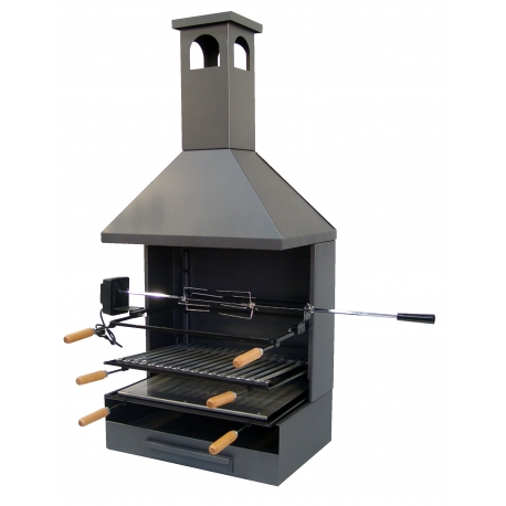 Barbacoa cajon chimenea 135x61x40 cm con parrilla y plancha 71556