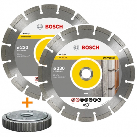 Lote 2 discos de diamante bosch 230mm con tuerca