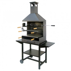 Barbacoa carbon y leÑa con ruedas imex el zorro 71562 y kit pollo