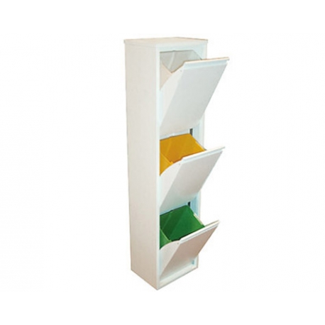 ⇒ Cubo de reciclaje goro 3 compartimentos blanco ▷ Precio