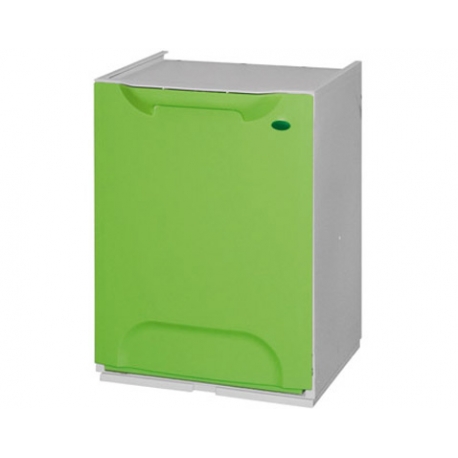 Cubo de reciclaje individual modular apilable verde