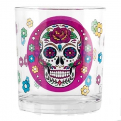 Vaso de agua decorado calavera tiki pengo 25 cl