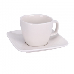 Taza de cafe con plato porcelana blanco 10cl