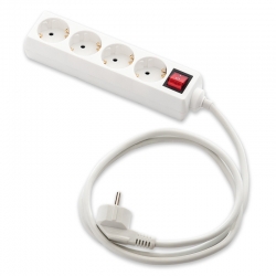 Regleta con interruptor de tres enchufes Schuko 250V sin cable de color  blanco