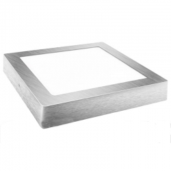 Downlight led superficie matel cuadrado plata 18w luz fria