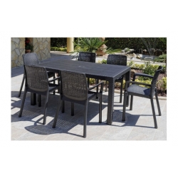 Mesa resina ratan 150x90 cm elegance negro