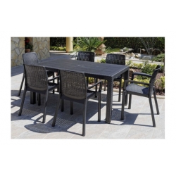 Mesa resina ratan 150x90 cm elegance negro