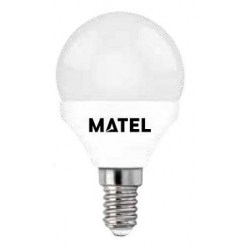 Bombilla led esferica e-14 6w aluminio pc - luz neutra matel