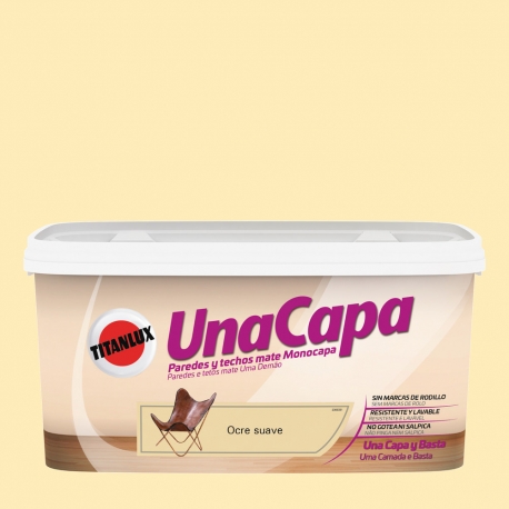 Pintura plastica mate titan una capa ocre suave 4 l