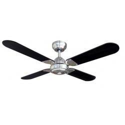 Ventilador de techo balear negro cromado 50 4 aspas reversibles