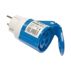 Adaptador industrial ip44 macho 2 polos a base 2 polos + tierra