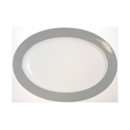 Bandeja oval porcelana open blanco y gris 31cm