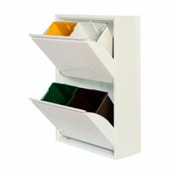 Cubo de reciclaje goro 4 compartimentos ecologico blanco