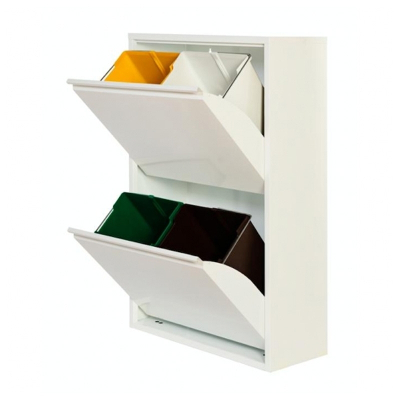 ⇒ Cubo de reciclaje goro 3 compartimentos blanco ▷ Precio