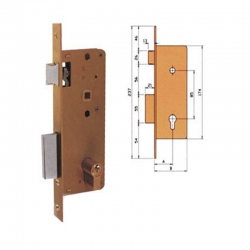 Cerradura ezcurra golpe y llave entrada latonada embutir 4000-hl/174x35