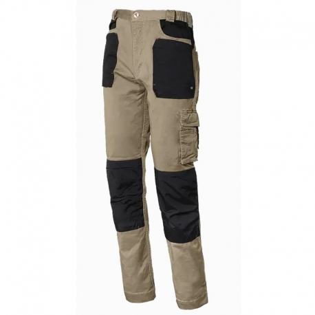 Pantalon largo algodon issaline stretch beige-negro talla m