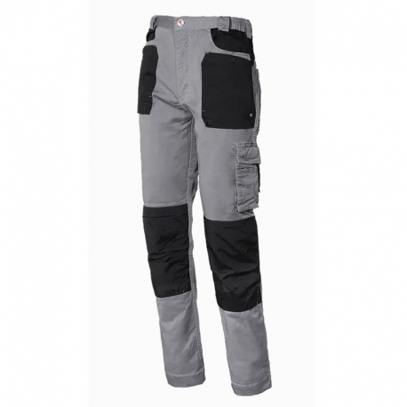 Pantalon largo algodon issaline stretch gris-negro talla m