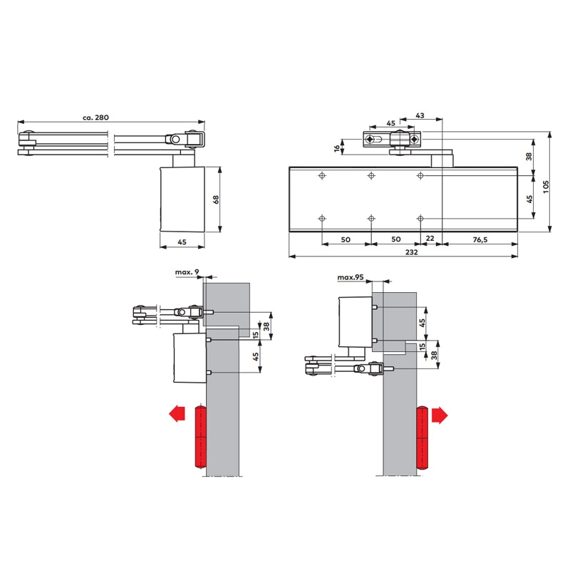 ⇒ Cierrapuertas brazo retenedor dorma ts-71 plata ▷ Precio