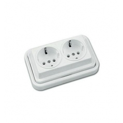 Base schuko doble blanco serie kristal brico-fontini