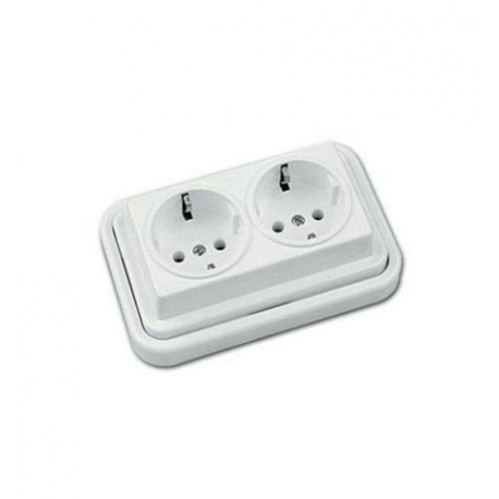 Base schuko doble blanco serie kristal brico-fontini