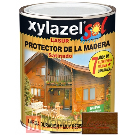 Barniz para madera lasur 750 ml nogal xylazel sol satinado