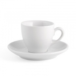 Taza cafe con plato porcelana pearl blanco 9cl
