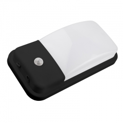 Aplique led luz fria rectangular con sensor 20w ip65 negro