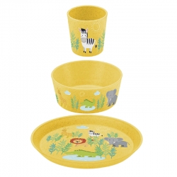 Vajilla infantil africa organica amarillo 3 piezas