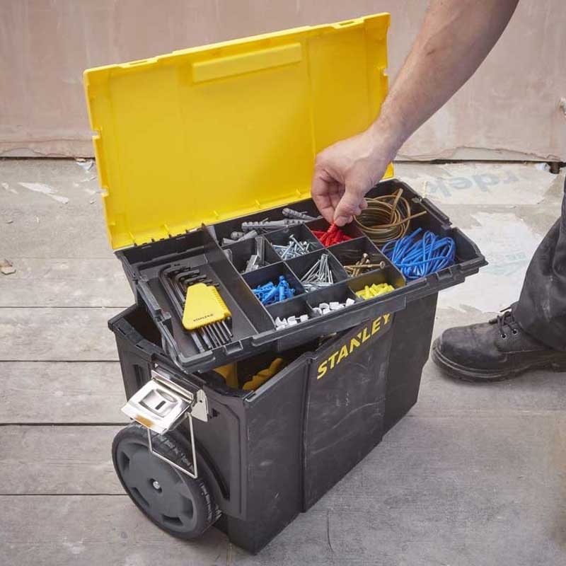 taller movil stanley, organizador con ruedas y caja extraíble