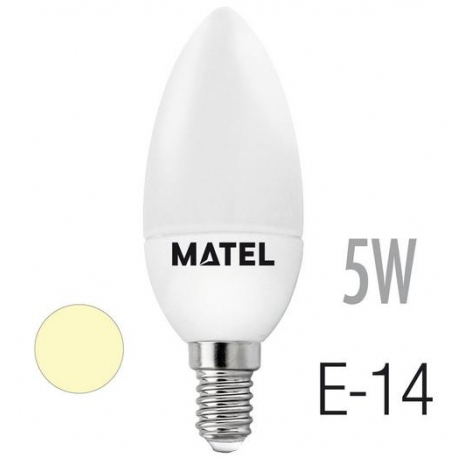 Bombilla led vela e-14 5w 480 lumenes matel luz neutra