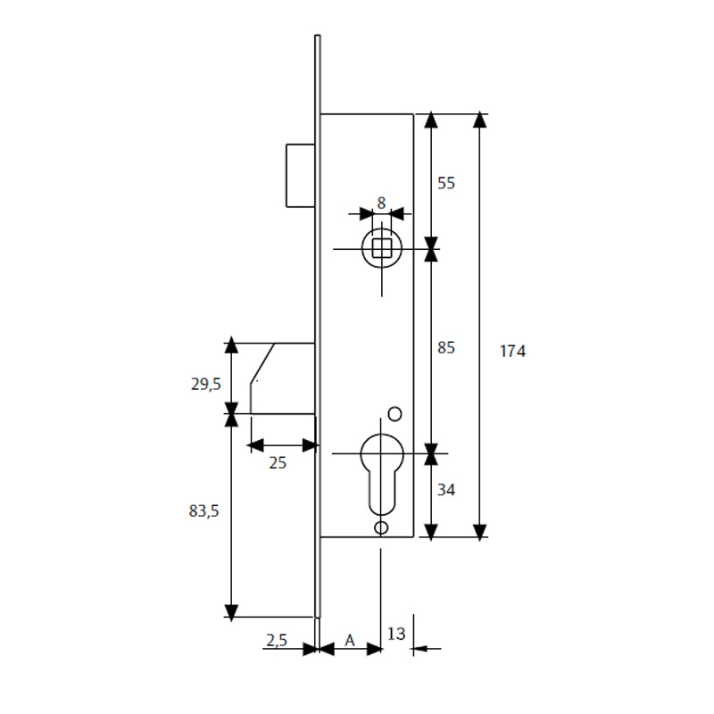 CERRADURA PUERTA METALICA 4219-30 MM INO [CERR0941] - 34,210