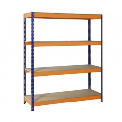 Estanteria metalica ironside 4 estantes azul y naranja 190x150x60cm