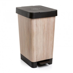 Cubo de basura tatay smart madera pedal 25l marron