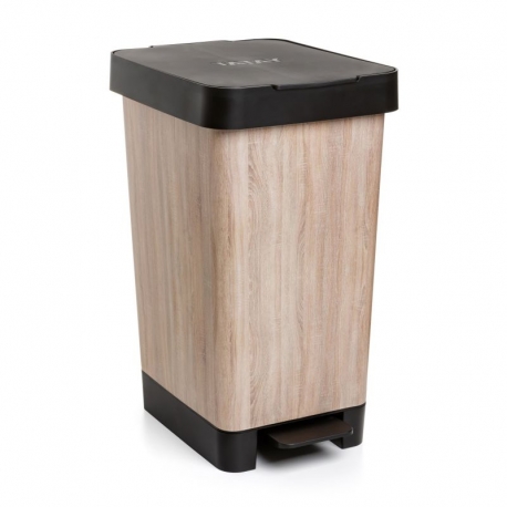 Cubo de basura tatay smart madera pedal 25l marron