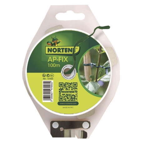 Tira plastica con alambre nortene apfix 100m verde