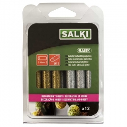 Adhesivo termofusible salki 11,5x95mm purpurina oro-plata 12 unidades