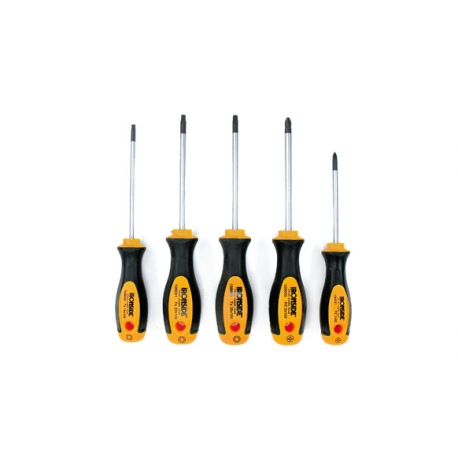 Juego destornillador 5 piezas ironside boca torx x3 + boca plana x2