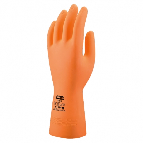 Guante latex juba 621c sin soporte naranja talla 10