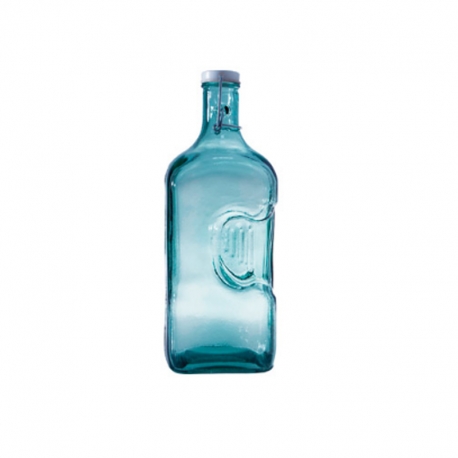 Botella de vidrio azul de 2 litros con asa con Metatron -  España
