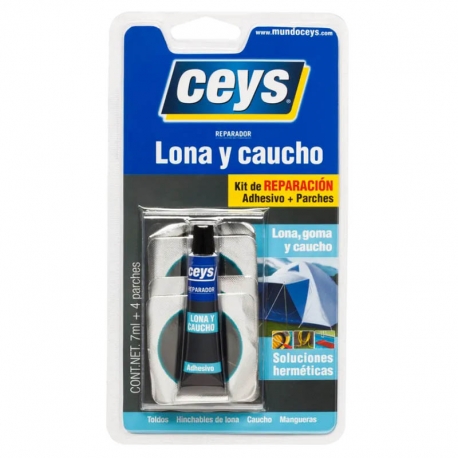 Adhesivo reparador lona y caucho ceys adhesivo 7ml + 4 parches