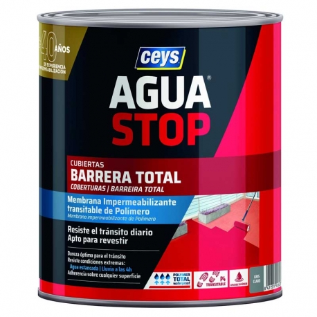 Impermeabilizante ceys aguastop barrera total 1kg gris claro