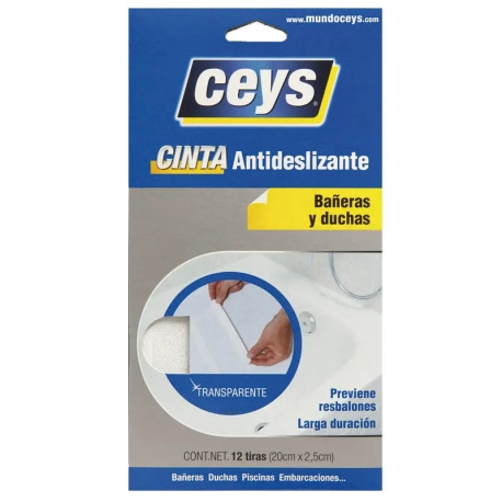 Cinta antidezlizante ceys bañeras-ducha 12 tiras transparente